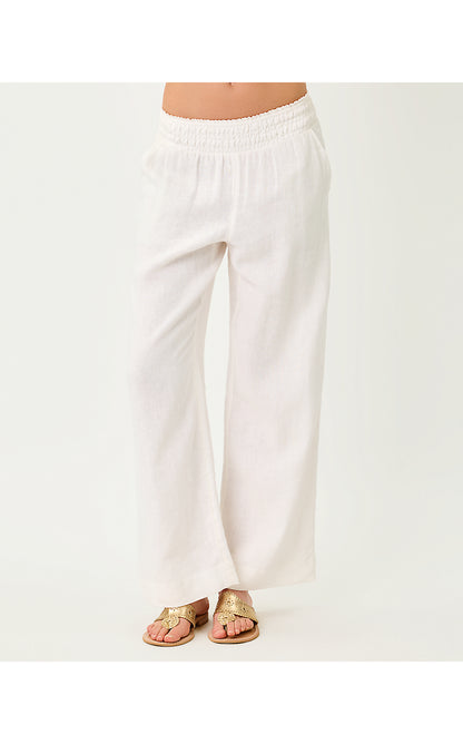 MIRABELLA LINEN PALAZZO PANT, RESORT WHITE
