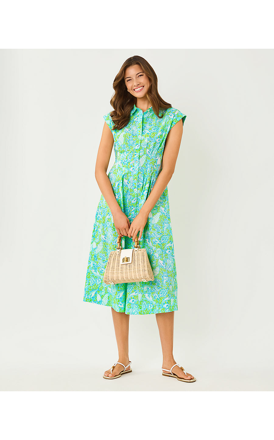 TONYA MIDI SHIRTDRESS, DAY DREAM BLUE THROW ME A LINE