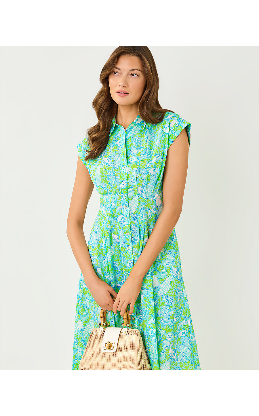 TONYA MIDI SHIRTDRESS, DAY DREAM BLUE THROW ME A LINE