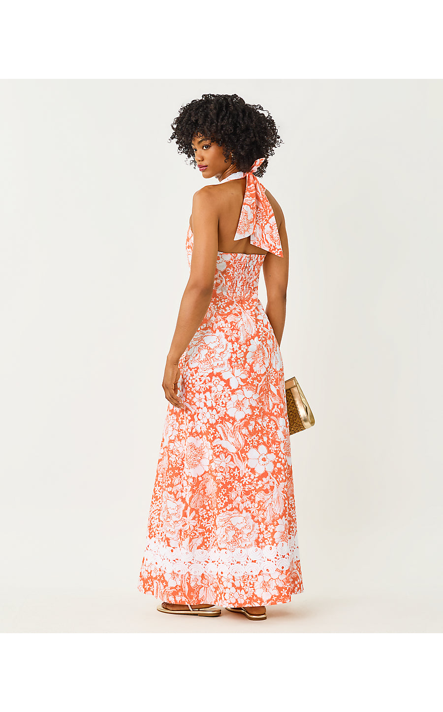 BELINDA MAXI DRESS, SUNSET ORANGE BUDDING ROMANCE