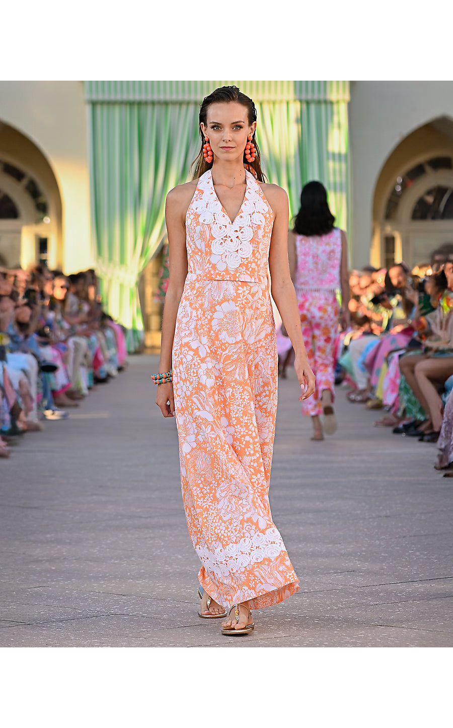 BELINDA MAXI DRESS, SUNSET ORANGE BUDDING ROMANCE