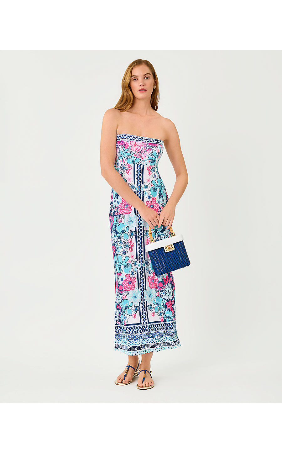 NOA STRAPLESS MAXI DRESS, STARLIGHT NAVY IN ALL HER GLORY ENGINEERED KNIT MAXI