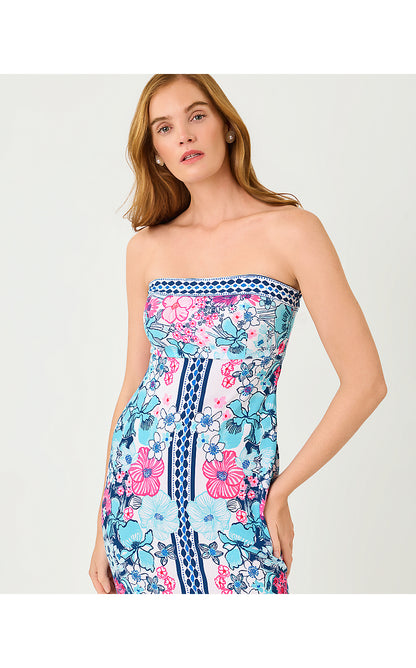 NOA STRAPLESS MAXI DRESS, STARLIGHT NAVY IN ALL HER GLORY ENGINEERED KNIT MAXI