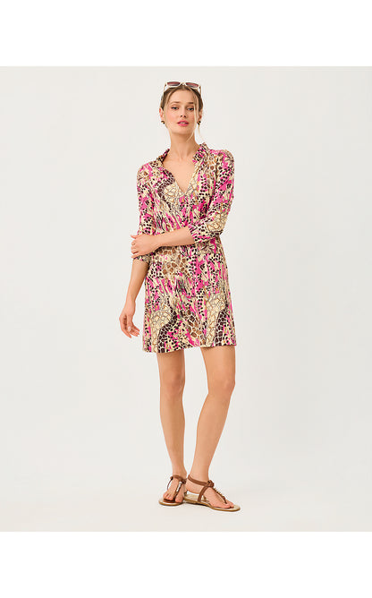 ANNELIE DRESS, PINK ASTER SKETCHING ON SAFARI
