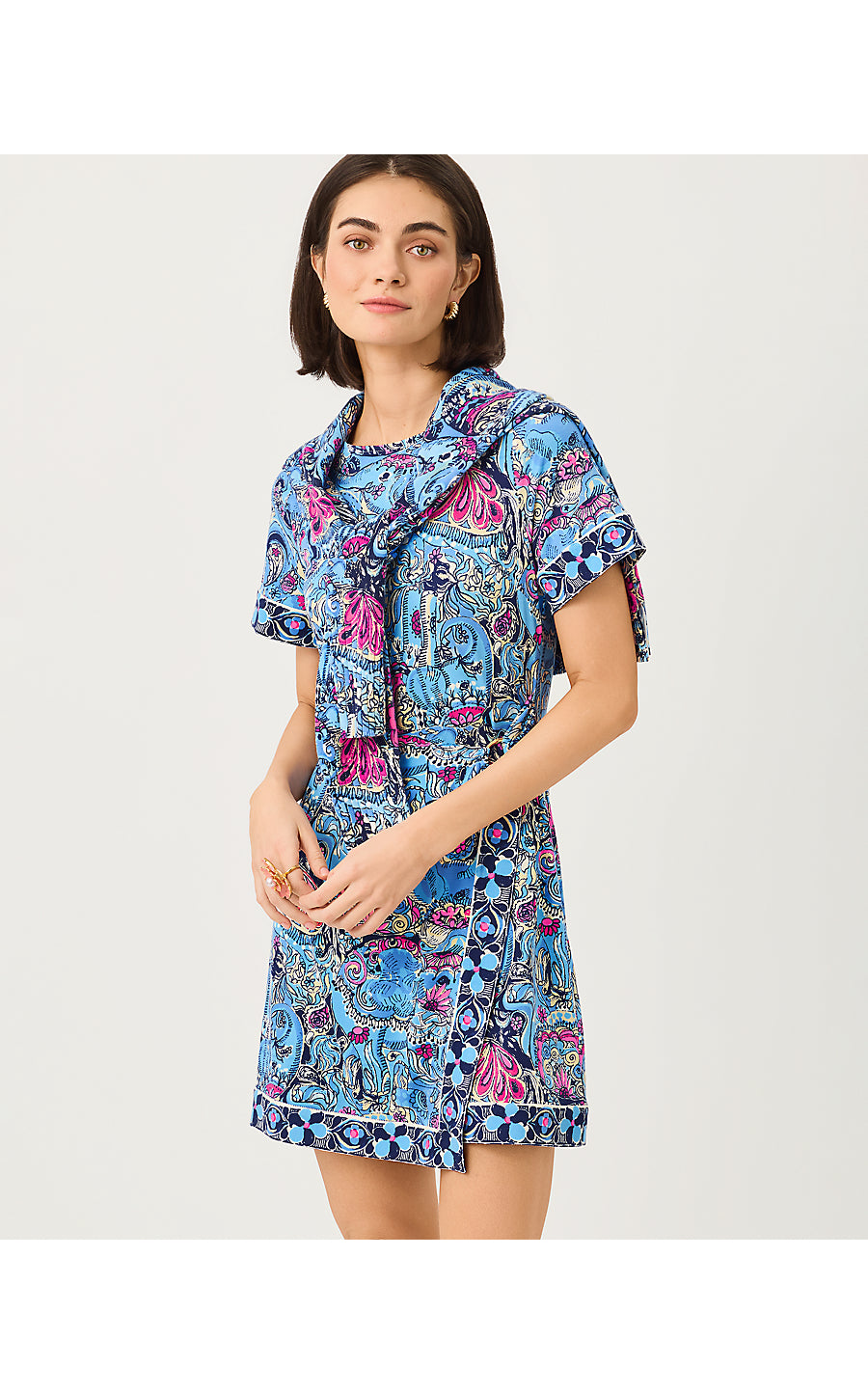 IZOLA DRESS UPF 50+, MULTI PAISLEY PARADE ENGINEERED KNIT DRESS