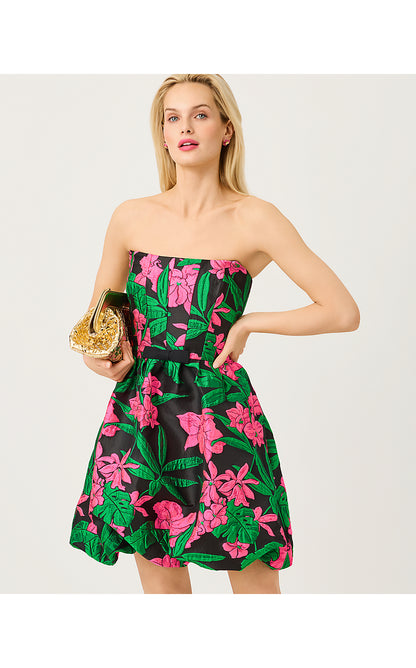 BOWMAN DRESS, NOIR JUNGLE BOUQUET JACQUARD