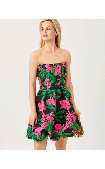 BOWMAN DRESS, NOIR JUNGLE BOUQUET JACQUARD
