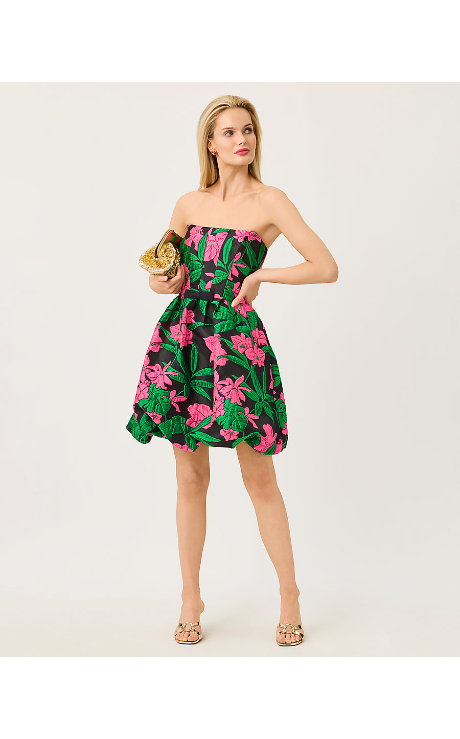 BOWMAN DRESS, NOIR JUNGLE BOUQUET JACQUARD