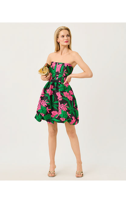 BOWMAN DRESS, NOIR JUNGLE BOUQUET JACQUARD