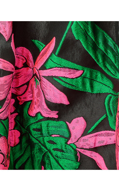 BOWMAN DRESS, NOIR JUNGLE BOUQUET JACQUARD