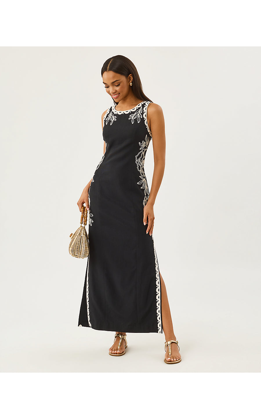 MESSINA MAXI SHIFT DRESS, NOIR