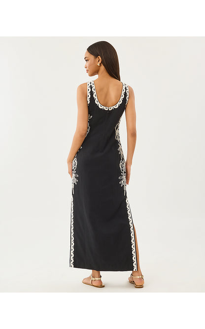 MESSINA MAXI SHIFT DRESS, NOIR