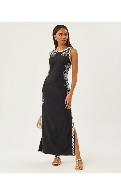 MESSINA MAXI SHIFT DRESS, NOIR