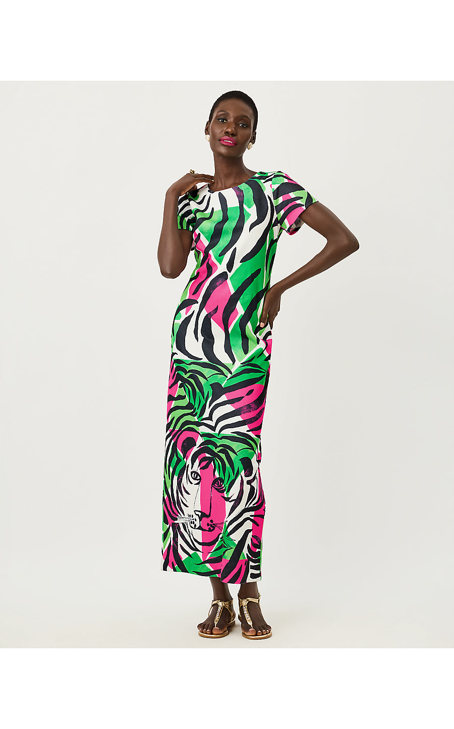 SEVIE MAXI DRESS, ONYX BIG IRV ENGINEERED KNIT MAXI