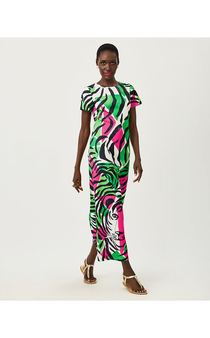 SEVIE MAXI DRESS, ONYX BIG IRV ENGINEERED KNIT MAXI