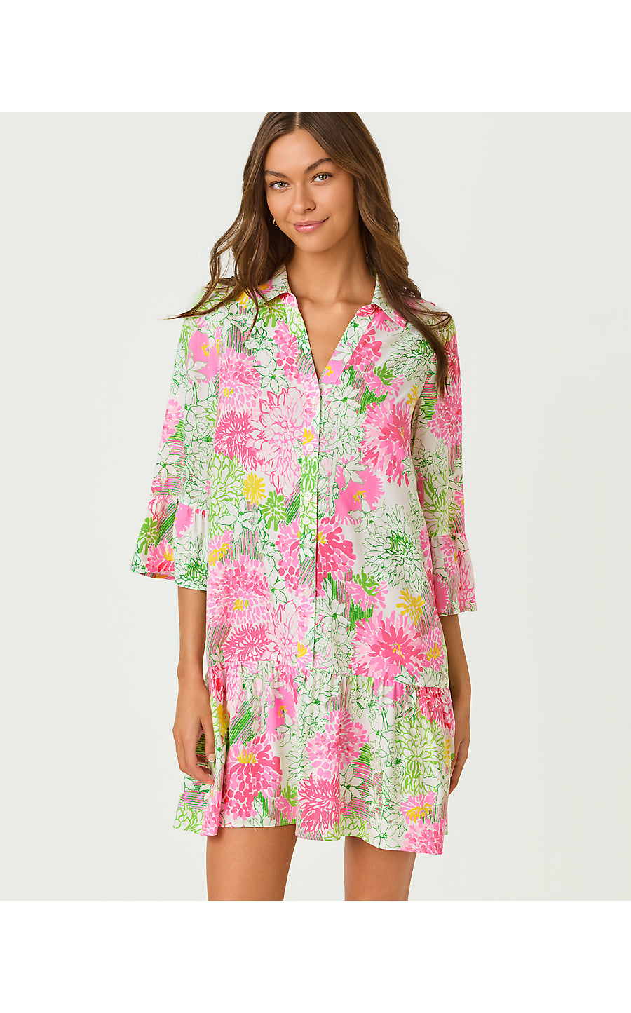 RAYANNA TUNIC DRESS, RESORT WHITE MUM PATCH