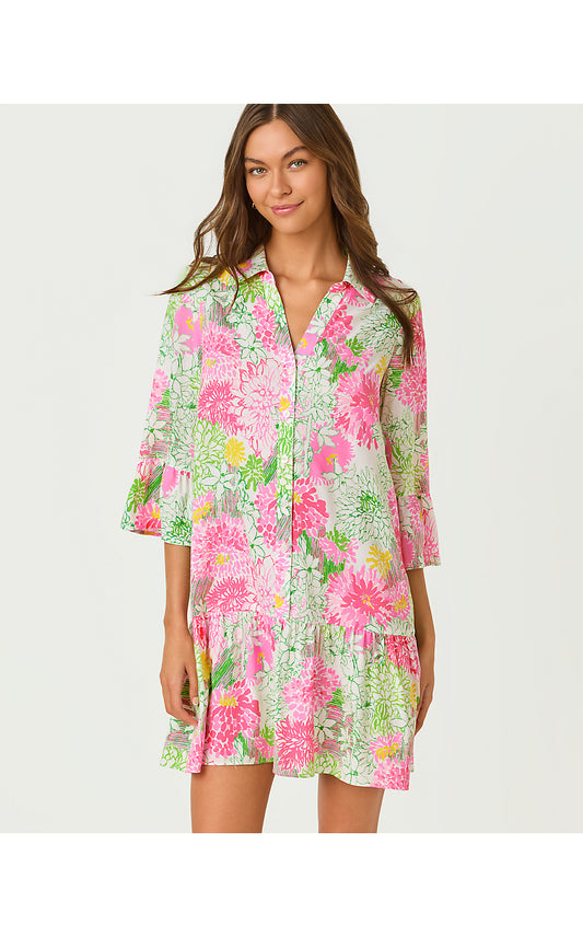 RAYANNA TUNIC DRESS, RESORT WHITE MUM PATCH