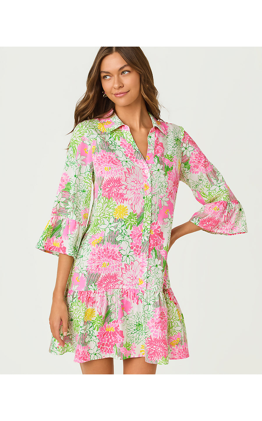 RAYANNA TUNIC DRESS, RESORT WHITE MUM PATCH