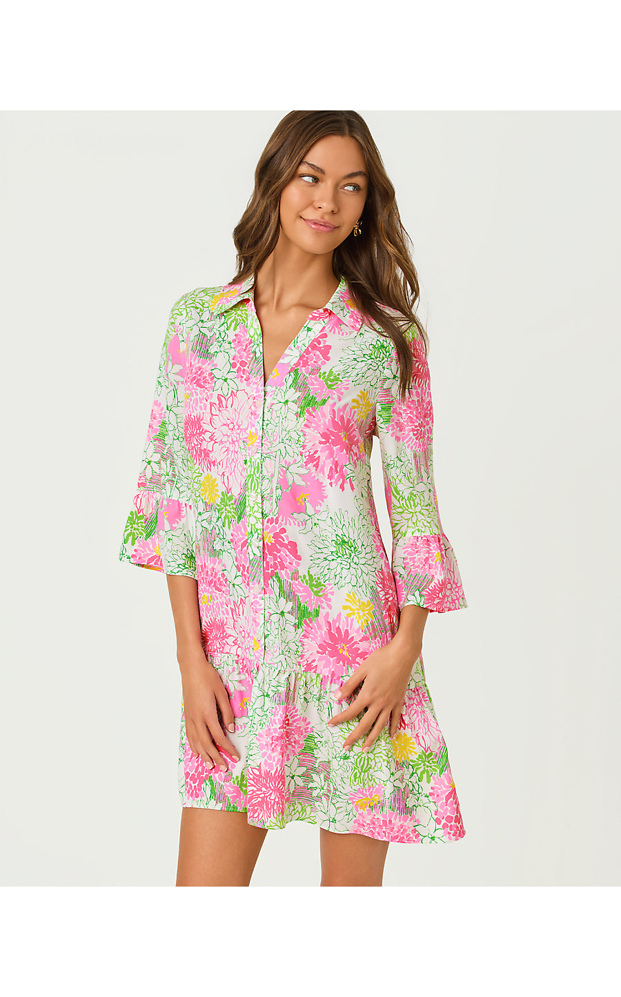 RAYANNA TUNIC DRESS, RESORT WHITE MUM PATCH