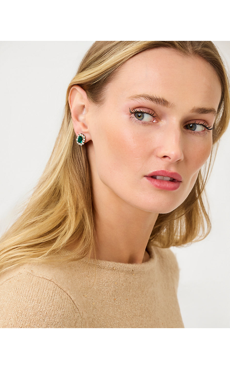 LOREN HOPE TATI STUDS, BAMBOO GREEN