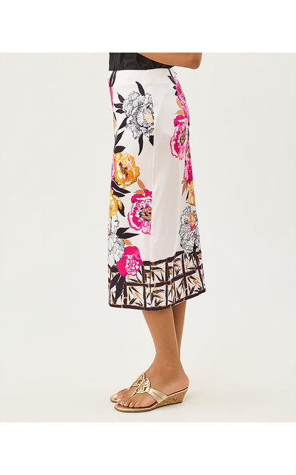 LOUETTA MIDI SKIRT, COCONUT PEONY PERFECTION ENGINEERED SKIRT