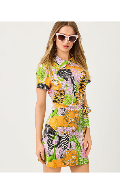 KATHY SHORT SLEEVE TIE DRESS, MULTI LILLYS ZOO GOLF