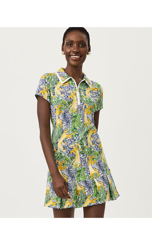 CAYO COSTA PLEATED DRESS, MULTI LIL PALM PROWL