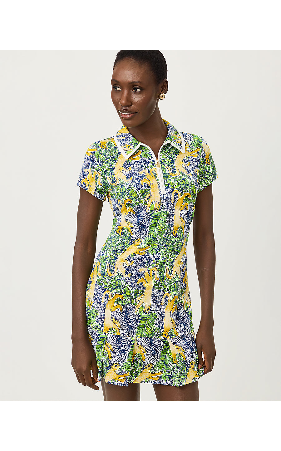 CAYO COSTA PLEATED DRESS, MULTI LIL PALM PROWL