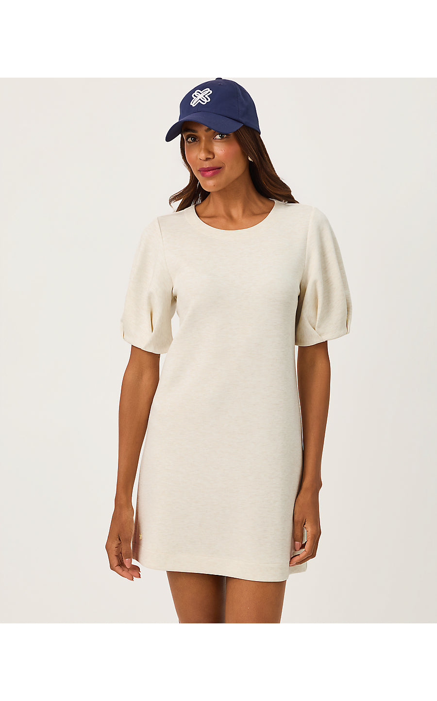 SEMANA BUBBLE SLEEVE DRESS, HEATHERED COCONUT