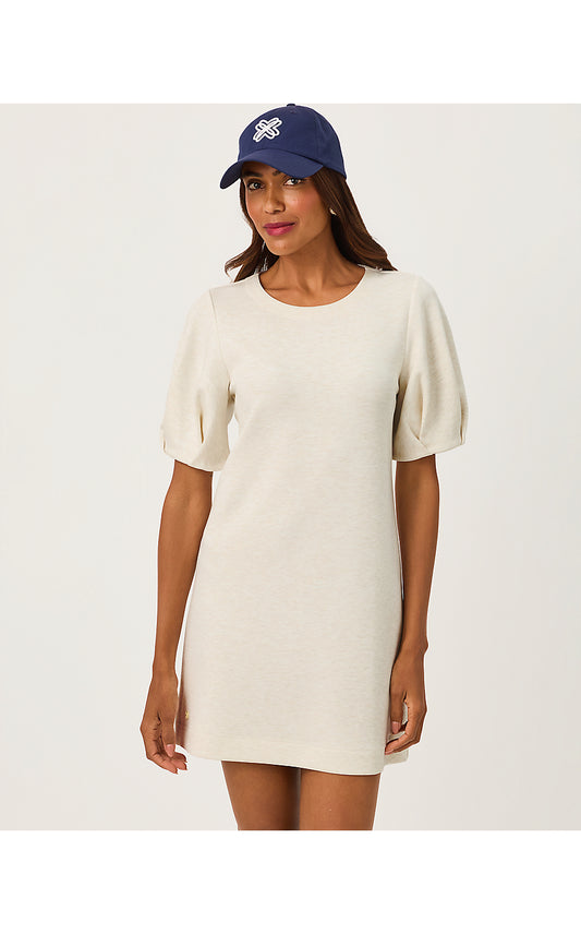 SEMANA BUBBLE SLEEVE DRESS, HEATHERED COCONUT
