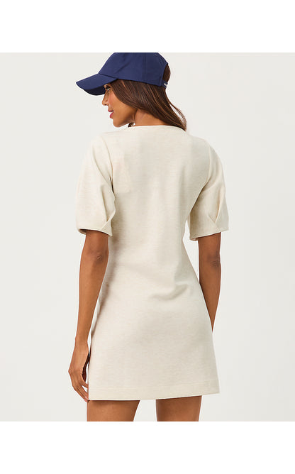 SEMANA BUBBLE SLEEVE DRESS, HEATHERED COCONUT