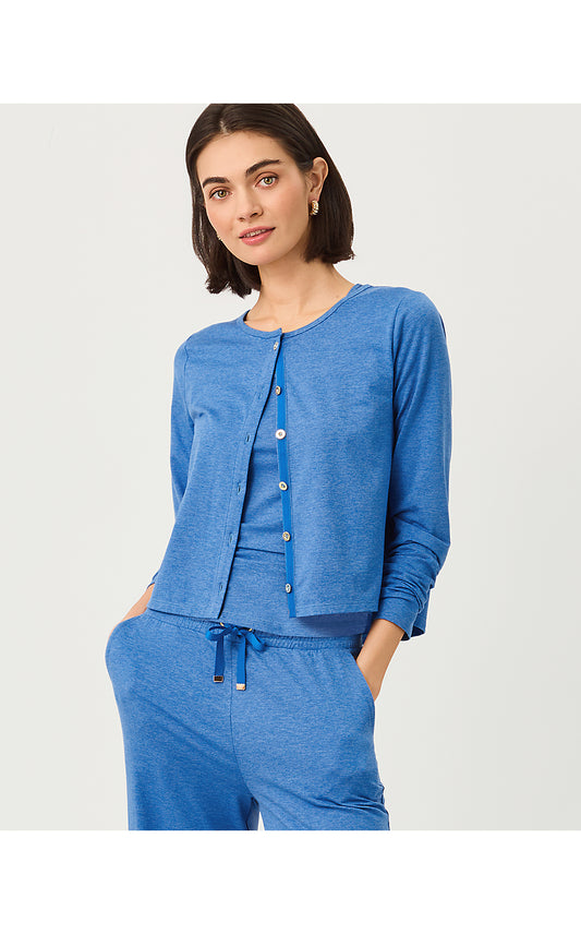 KAI CARDIGAN UPF 50+, HEATHERED MERRIWEATHER BLUE