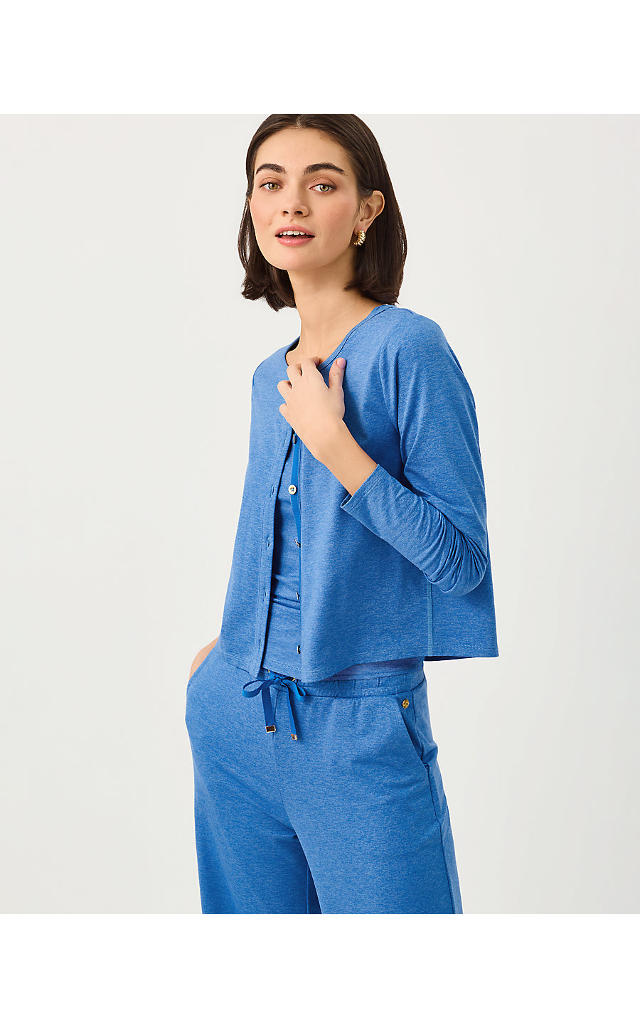 KAI CARDIGAN UPF 50+, HEATHERED MERRIWEATHER BLUE