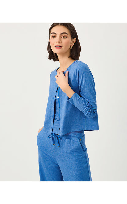 KAI CARDIGAN UPF 50+, HEATHERED MERRIWEATHER BLUE