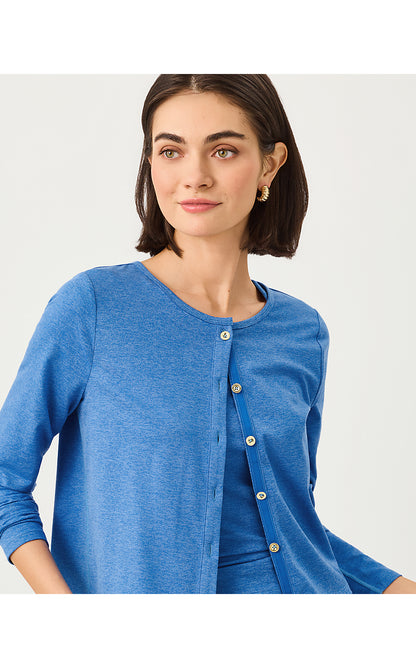 KAI CARDIGAN UPF 50+, HEATHERED MERRIWEATHER BLUE