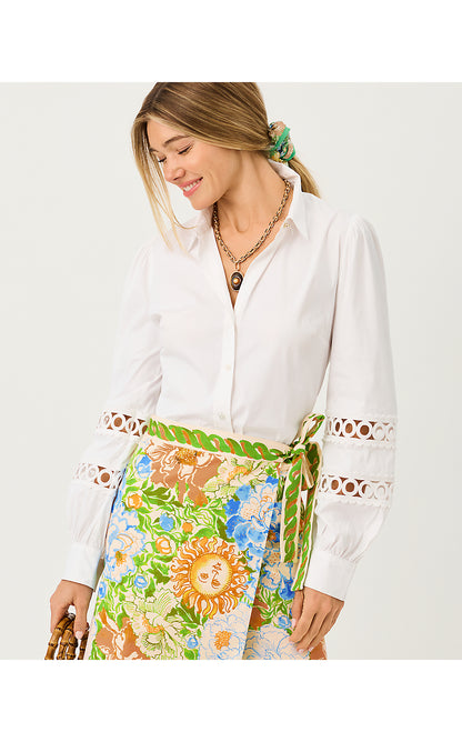 THE LACE INSET LILLY SHIRT, RESORT WHITE
