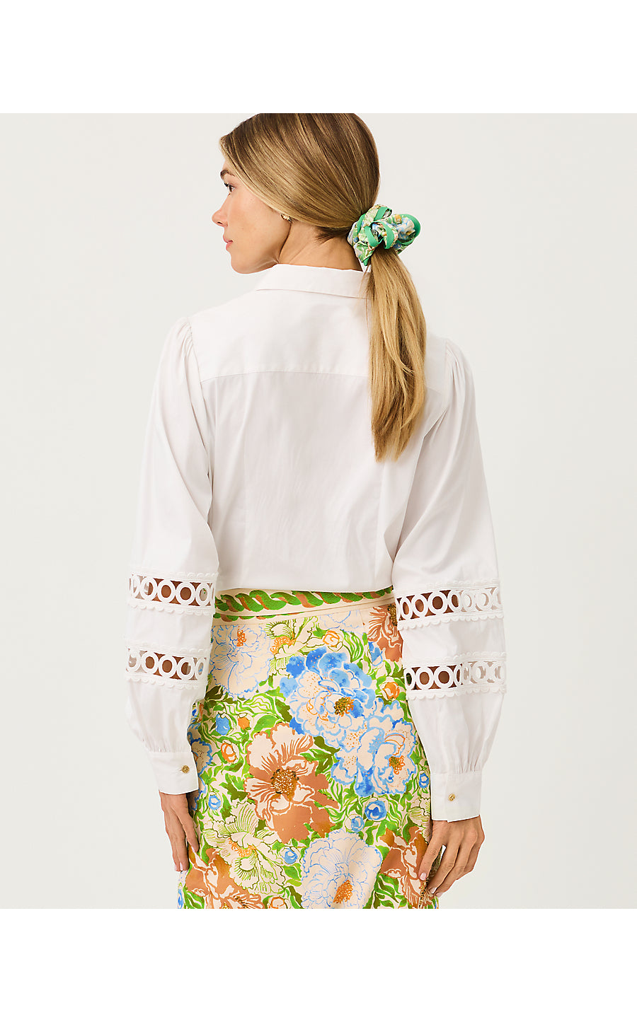 THE LACE INSET LILLY SHIRT, RESORT WHITE