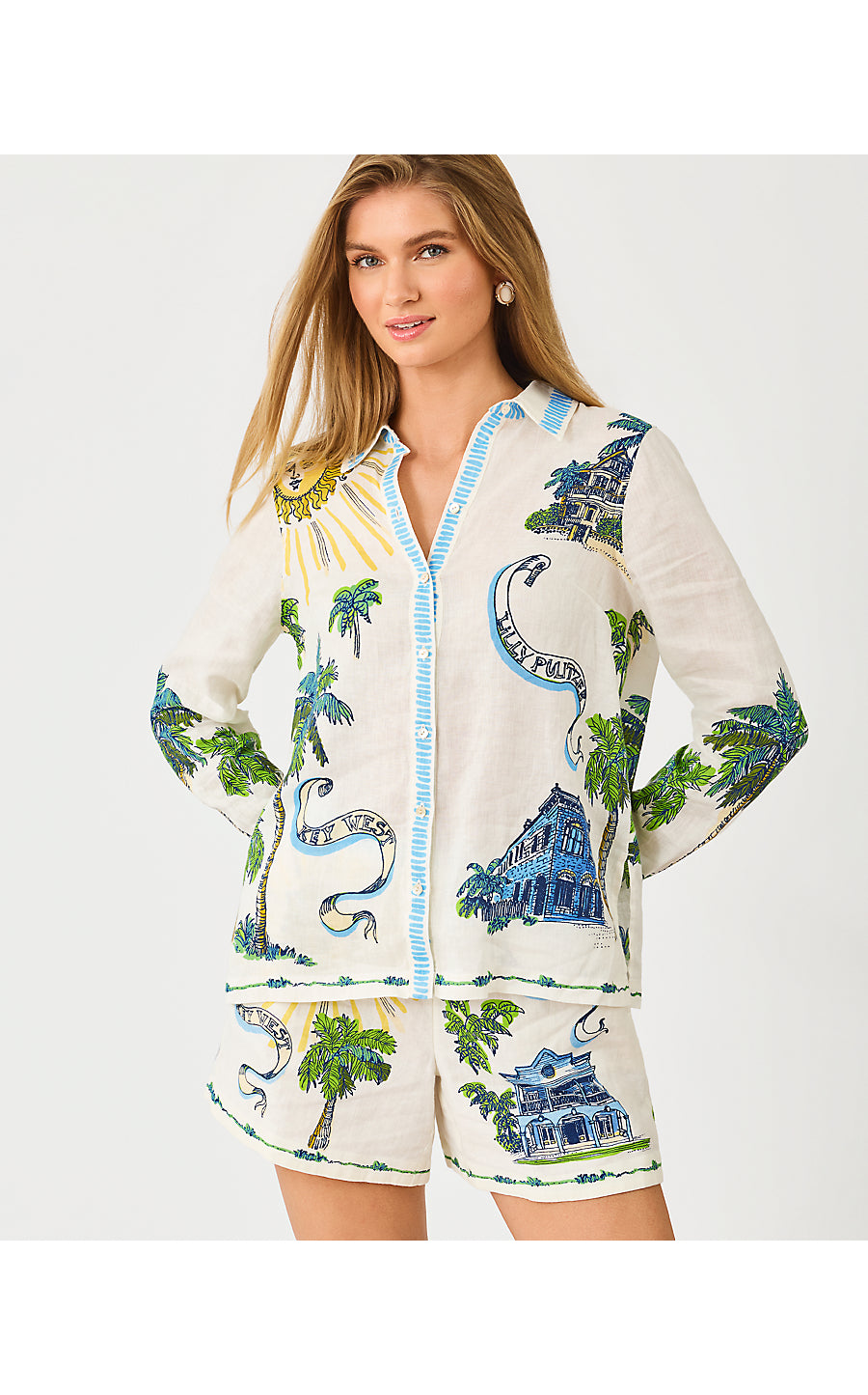 SUSANA BUTTON DOWN, COCONUT KEY WEST TOILE ENGINEERED BUTTON DOWN