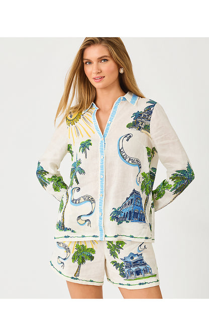 SUSANA BUTTON DOWN, COCONUT KEY WEST TOILE ENGINEERED BUTTON DOWN