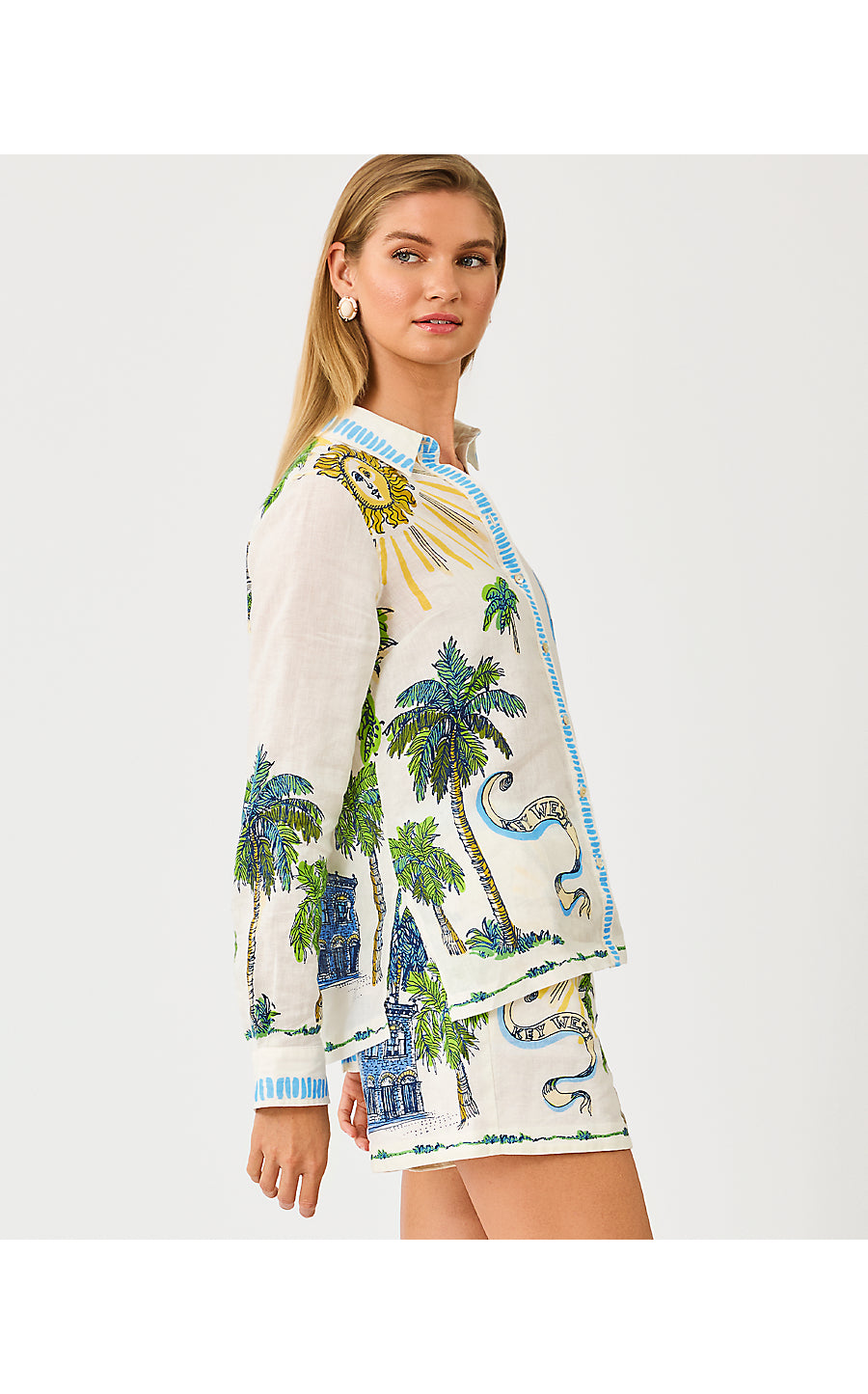SUSANA BUTTON DOWN, COCONUT KEY WEST TOILE ENGINEERED BUTTON DOWN