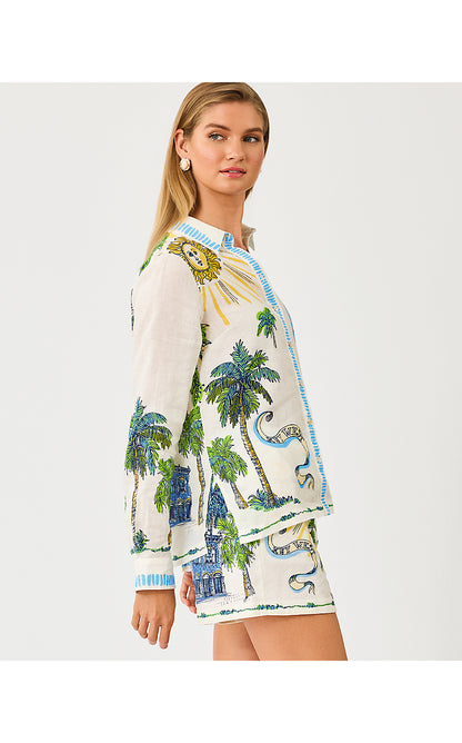 SUSANA BUTTON DOWN, COCONUT KEY WEST TOILE ENGINEERED BUTTON DOWN