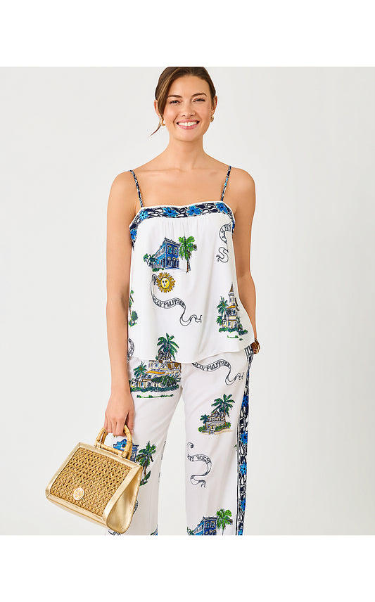 JAMO SLEEVELESS TOP, COCONUT KEY WEST TOILE ENGINEERED WOVEN TOP