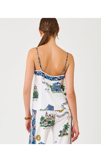 JAMO SLEEVELESS TOP, COCONUT KEY WEST TOILE ENGINEERED WOVEN TOP