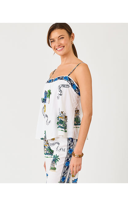 JAMO SLEEVELESS TOP, COCONUT KEY WEST TOILE ENGINEERED WOVEN TOP
