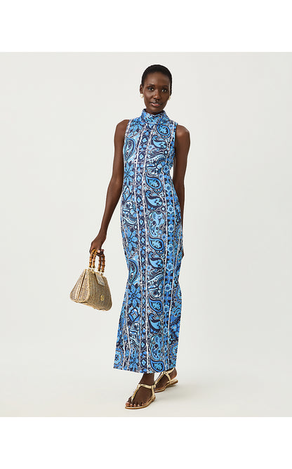 DAISEE MAXI SHIFT DRESS, LOW TIDE NAVY THE CASBAH ENGINEERED KNIT MAXI SHIFT