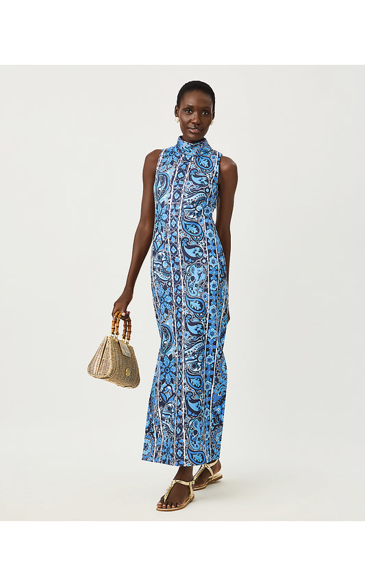 DAISEE MAXI SHIFT DRESS, LOW TIDE NAVY THE CASBAH ENGINEERED KNIT MAXI SHIFT
