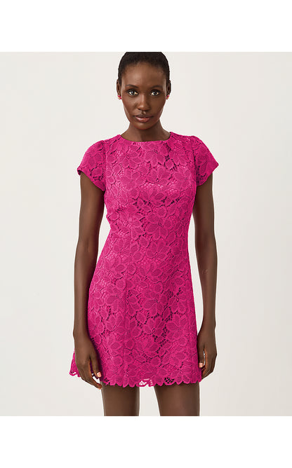 JULES SHORT SLEEVE ROMPER, BERRY BOUQUET PETAL PUSHER LACE