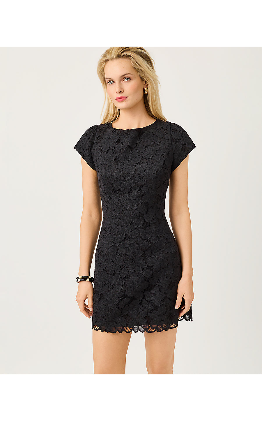 JULES SHORT SLEEVE ROMPER, NOIR PETAL PUSHER LACE