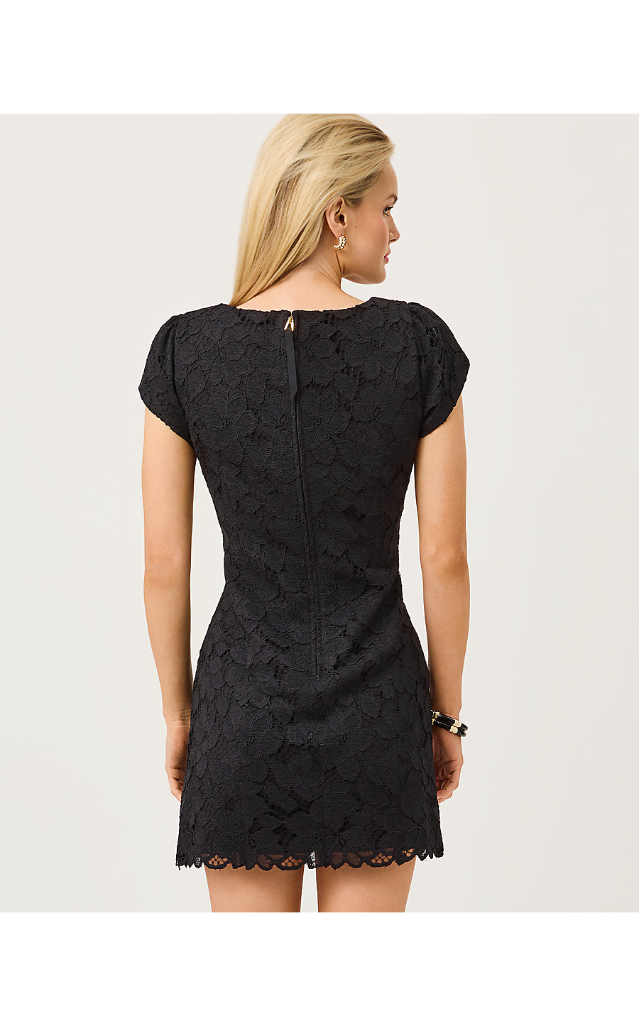 JULES SHORT SLEEVE ROMPER, NOIR PETAL PUSHER LACE