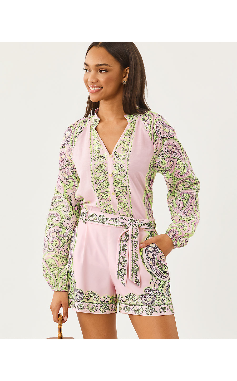 NOOR LONG SLEEVE TOP, LIME CHIFFON ESTORIL ENGINEERED WOVEN TOP